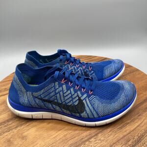 Nike Free 4.0 Flyknit Shoes Womens 10 Blue Running Comfort Walking Gym Sneakers